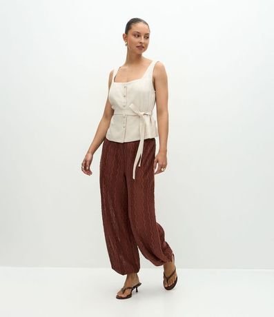 Blusa en Viscolino con Escote Cuadrado y Lazo 2