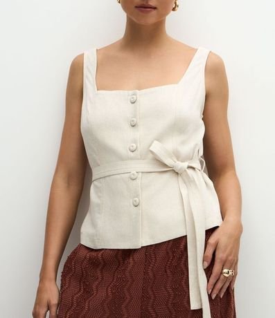 Blusa en Viscolino con Escote Cuadrado y Lazo 4