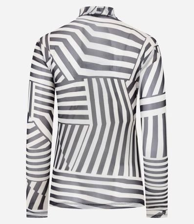 Blusa en Tule con Estampa Abstracta y Cuello Alto 6