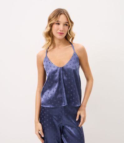 Pijama Largo en Satén con Estampa de Lunares 2