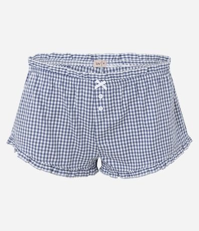 Pijama Short Doll en Algodón con Estampa de Cuadros y Escote Corazón 7