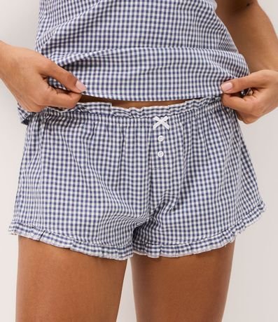 Pijama Short Doll en Algodón con Estampa de Cuadros y Escote Corazón 4
