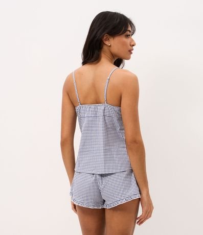 Pijama Short Doll en Algodón con Estampa de Cuadros y Escote Corazón 5