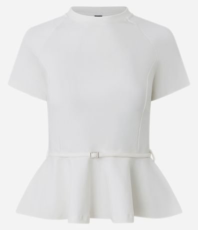 Blusa Peplum en Punto Roma con Detalle de Cinturón 5