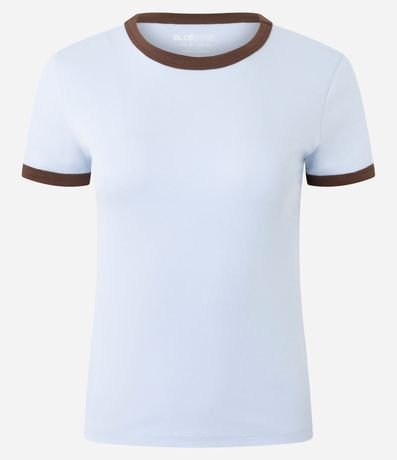 Blusa Baby Look con Mangas y Cuello Contrastantes 5