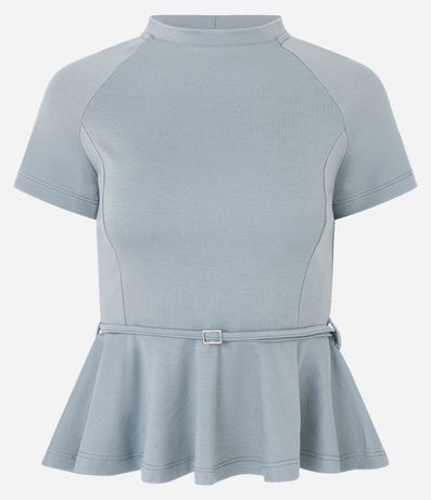 Blusa Peplum en Punto Roma con Detalle de Cinturón 5