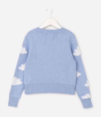 Cardigan Infantil en Punto con Estampa de Nubes - Talle 7 a 14 años 2