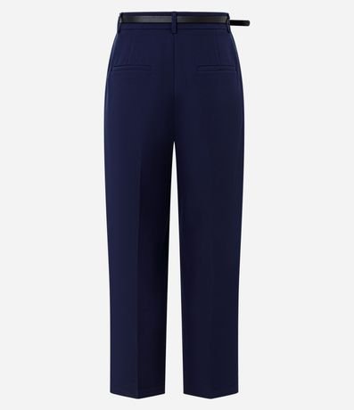 Pantalón Recto Sastre con Cinturón Fino en PU 2