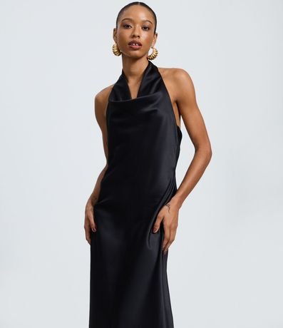 Vestido New Midi en Satén con Escote Degagê 2