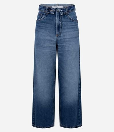 Pantalón Wide Leg en Jeans con Cintura Virado