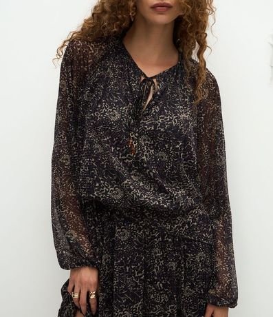 Vestido en Chiffon con Transparencia y Estampa de Animal Print 4