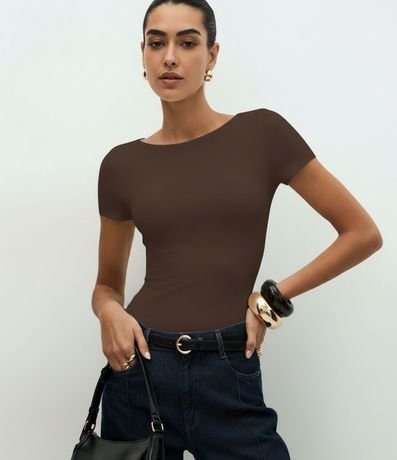 Blusa Regular en Poliamida con Escote Bote