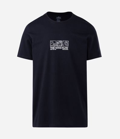 Remera Regular Manga corta en Algodón con Lettering e Ícones