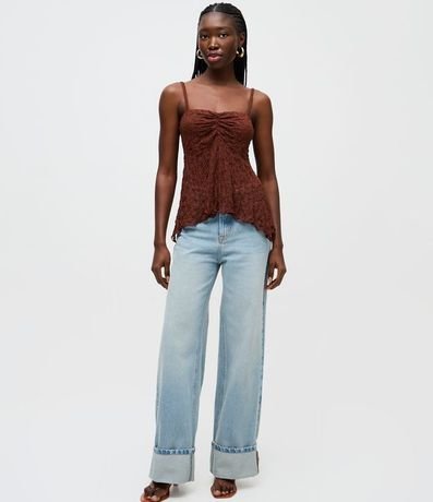 Blusa Peplum en Encaje con Bretel Fino 2