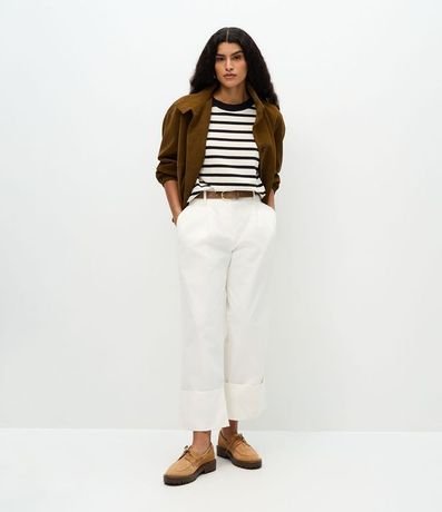 Blusa Rayada en Algodón con Cuello Contrastante 2