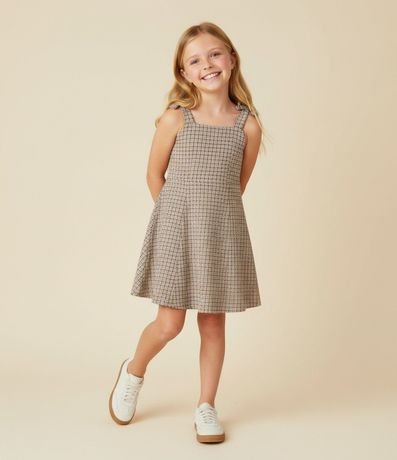 Vestido Infantil Tweed Texturizado con Moñitas - 5 a 14 años 2