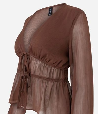 Blusa Manga larga en Chiffon con Escote V 2
