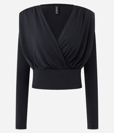 Blusa Manga Larga Traspasada en Microfibra 5