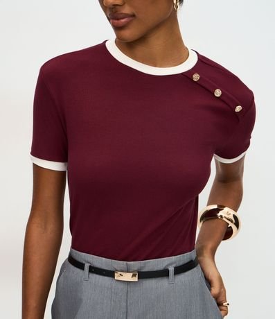 Blusa Manga Corta en Rib con Botones en el Hombro 4