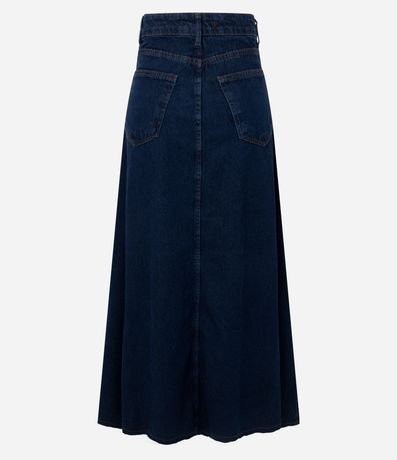Pollera Midi en Jeans con Cintura Alta y Recorte Delantero 6