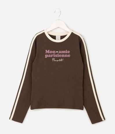 Remera Infantil con Lettering y Friso Lateral – Talle 5 a 14 años 2