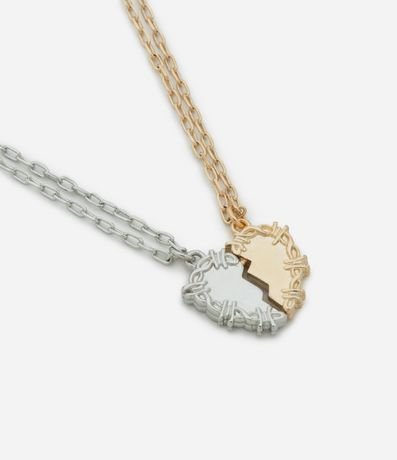 Collar Doble de Metal con Colgante de Corazón 2