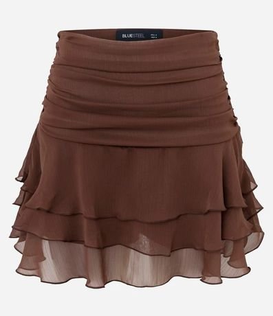 Pollera Corta en Chiffon con Volados Fruncidos 1