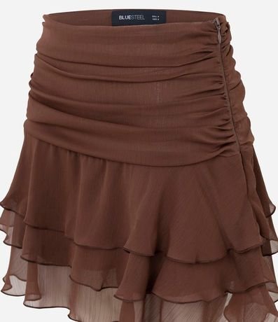 Pollera Corta en Chiffon con Volados Fruncidos 2