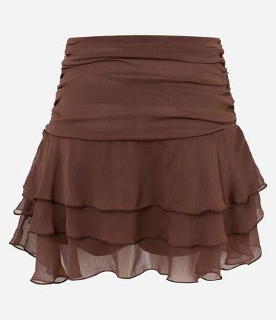 Pollera Corta en Chiffon con Volados Fruncidos 3