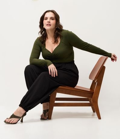 Blusa Manga Larga con Escote Traspasado Curve & Plus Size 2
