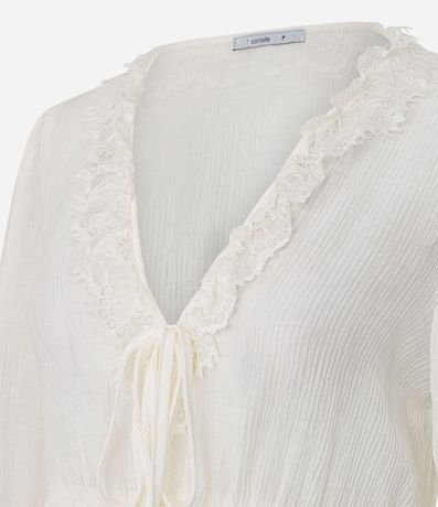 Blusa Femenina Crinkle con Encaje y Modelado Fluído 6