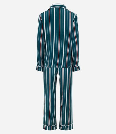 Pijama Largo Americano en Viscosa con Estampa de Rayas 7