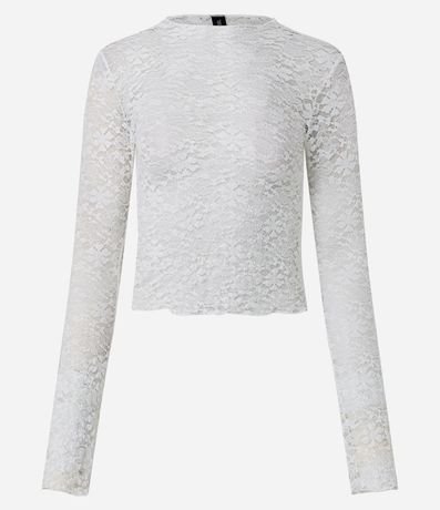 Blusa Manga Larga en Encaje Texturizada 5