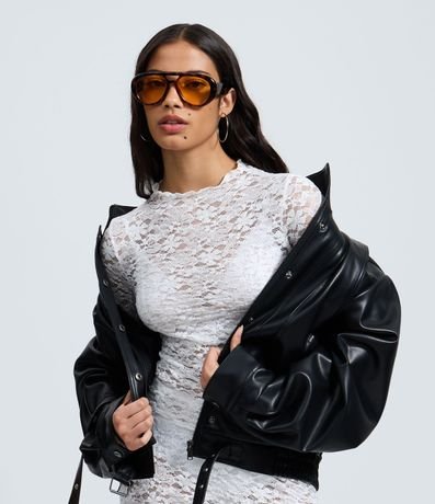Blusa Manga Larga en Encaje Texturizada