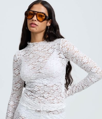 Blusa Manga Larga en Encaje Texturizada 1