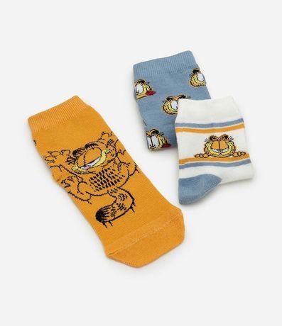 Kit 3 Pares de Media Infantil Cano Mediano con Estampa Garfield – Talle 19 a 38 3