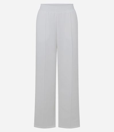 Pantalón Wide Leg en Algodón con Friso Delantero