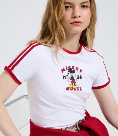 Remera New T-shirt con Estampa de Mickey y Detalles Contrastantes