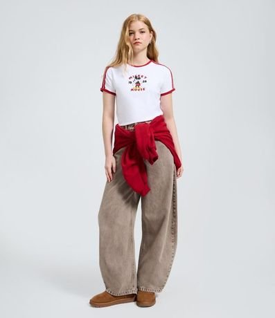Remera New T-shirt con Estampa de Mickey y Detalles Contrastantes 2