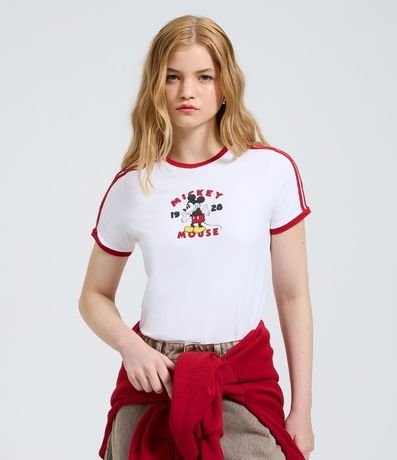 Remera New T-shirt con Estampa de Mickey y Detalles Contrastantes 3