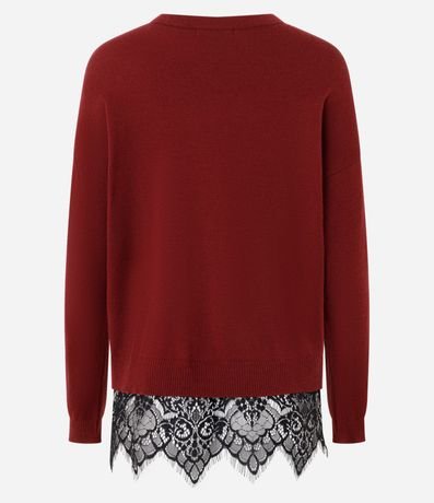 Blusa en Punto con Aplicación de Encaje en el Ruedo 7
