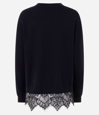 Blusa en Punto con Aplicación de Encaje en el Ruedo 7