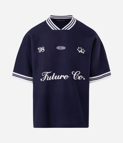 Remera Texturizada con Letteting Future Co y Detalles Contrastantes 5