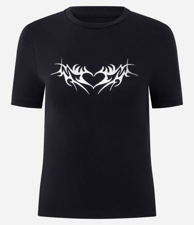 Remera New T-Shirt con Estampa de Corazón Tribal 2