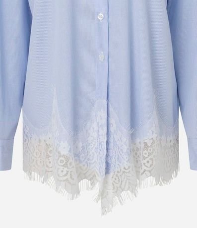 Camisa Oversize de Tricoline con Rayas y Detalle de Renda 6