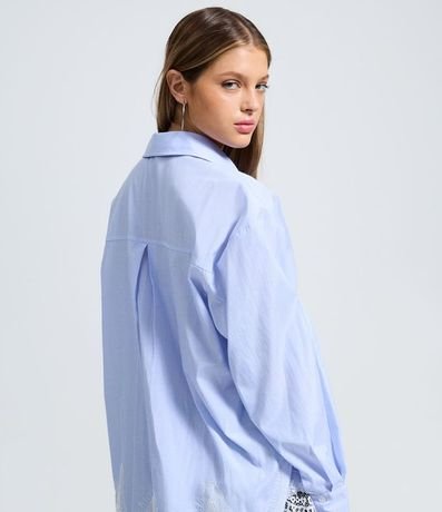 Camisa Oversize de Tricoline con Rayas y Detalle de Renda 4