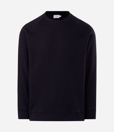 Buzo Masculino Waffle en Algodón con Cuello Redondo