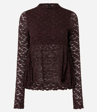 Blusa Peplum con Encaje Aplicado