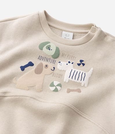 Buzo Bebé en Algodón con Felpa Estampada de Perro – Talle 0 a 18 Meses 5