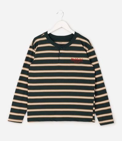 Remera Manga larga Rayada Henley - Talle 5 a 14 años